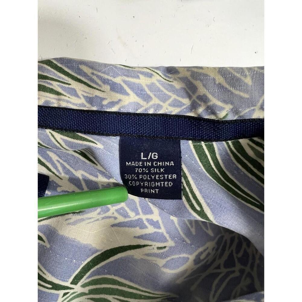Tommy Bahama Mens Large Blue Palm Leaf 70% Silk Short Sleeve Hawaiin Shirt - Picture 8 of 9